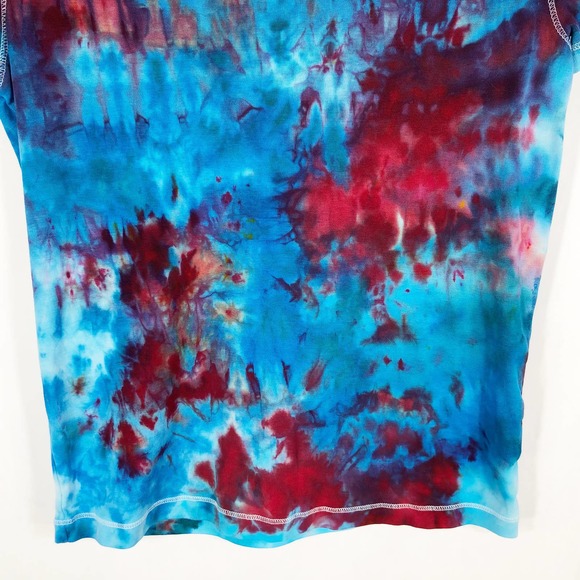 Chaps Small Top Flying Fireworks Blue Red Short Sleeve Tee Handmade Tie Dye 1038 - Picture 8 of 9